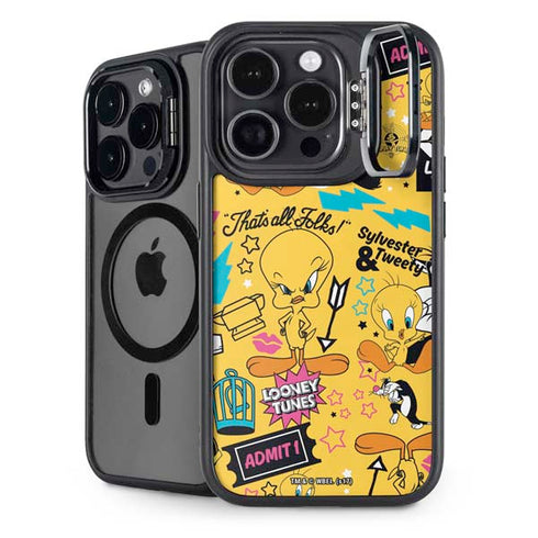 Looney Tunes Tweety and Sylvester Patches iPhone 14 Pro Kickstand Case